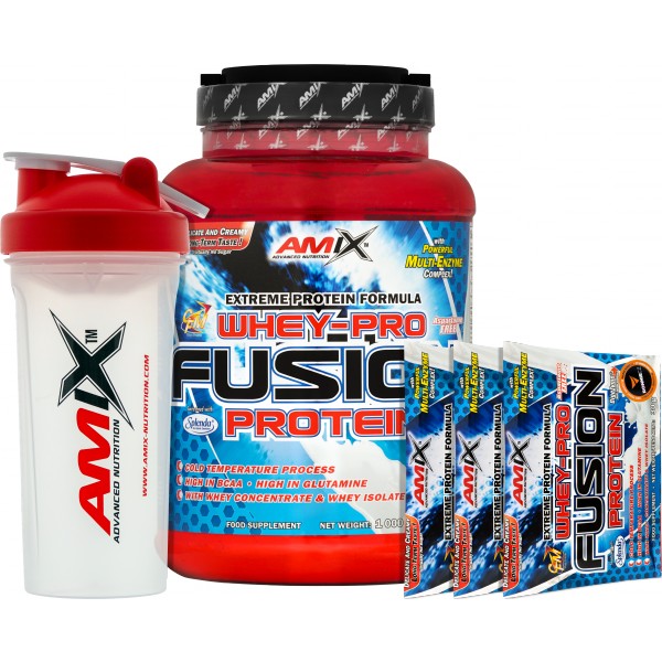 Whey-Pro Fusion Protein + šejkr + 3x vzorek zdarma 1 Whey-Pro Fusion Protein + šejkr + 3x vzorek zdarma