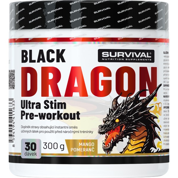 Black Dragon Ultra Stim Pre-workout - 300 g, ostružina 4 pomeranč