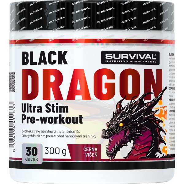 Black Dragon Ultra Stim Pre-workout - 300 g, ostružina 2 černá višeň