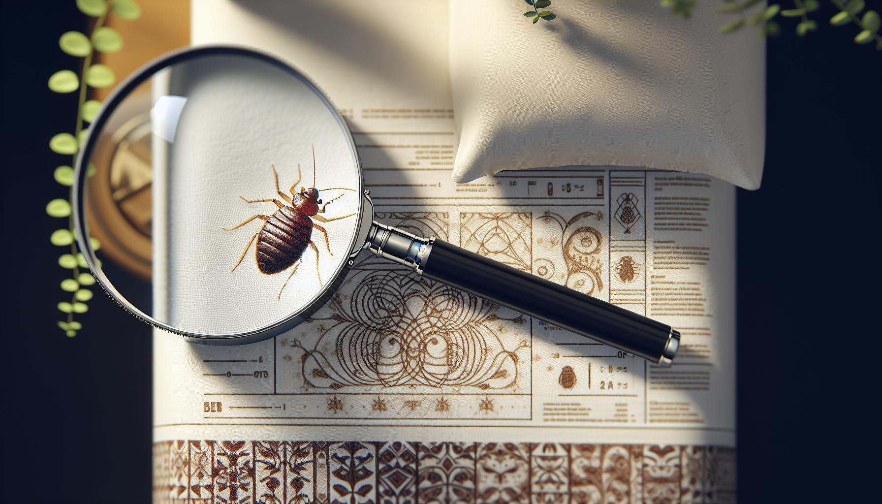 Babské Rady Jak Na Štěnice: Vyhubte Štěnice Za Týden 1 a magnifying glass examining a detailed illustration of a bed bug on an old entomology chart with natural remedy symbols